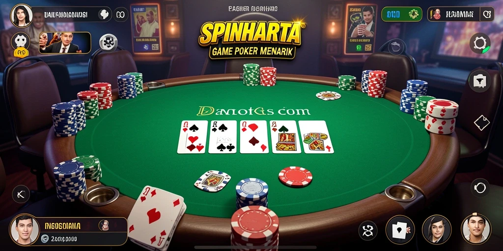 Screenshot gameplay SPINHARTA menunjukkan momen seru saat bermain poker.